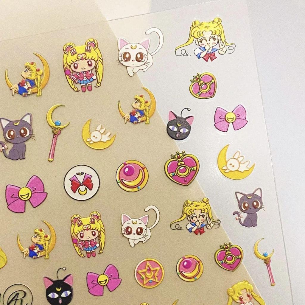 Sailor Moon Nail Stickers: Cute Heart & Ice Moon DIY Nail Art