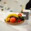 30cm Handmade Bamboo Woven Basket Snack Serving Plate Fruit Storage Holder Woven Dried Fruit Storage Tray