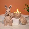 Yousheng Bunny Decoration Rattan Effect Resin Candle Holder Imitation Rattan Texture Easter Bunny Ornament Resin Figurine Home Table