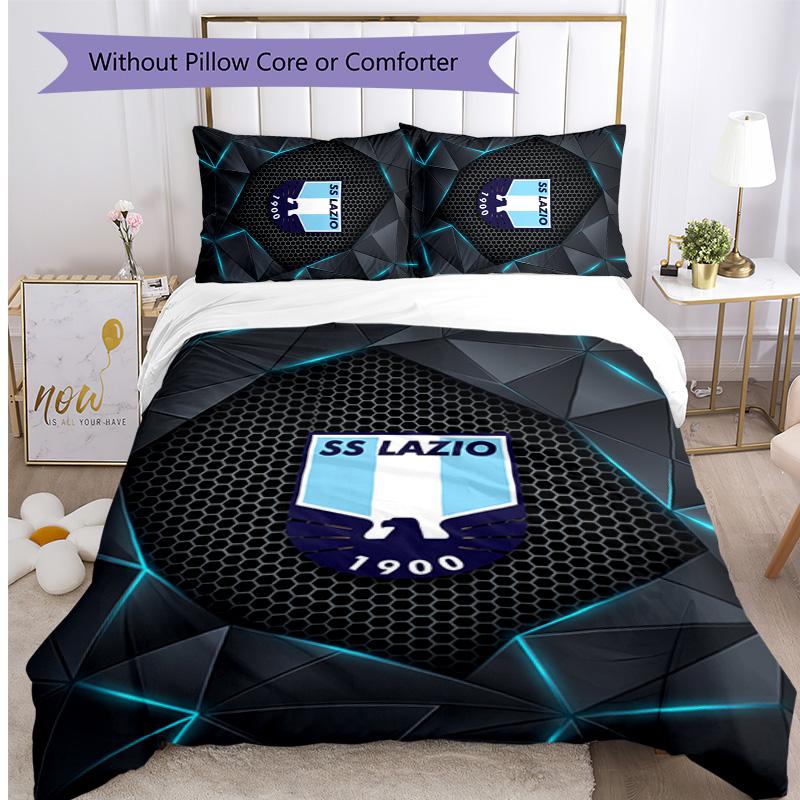 Set Biancheria da Letto 3 Pezzi Stampato Lazio FC Traspirante Copripiumino con Federe Biancheria da Letto Decorativa per Camera da Letto Casa