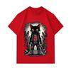 Men's 100% Cotton Crew Neck Short Sleeve T-Shirt, Punk Anarchist Black Cat Printed Casual Urban Streetwear Tee for Daily Wear