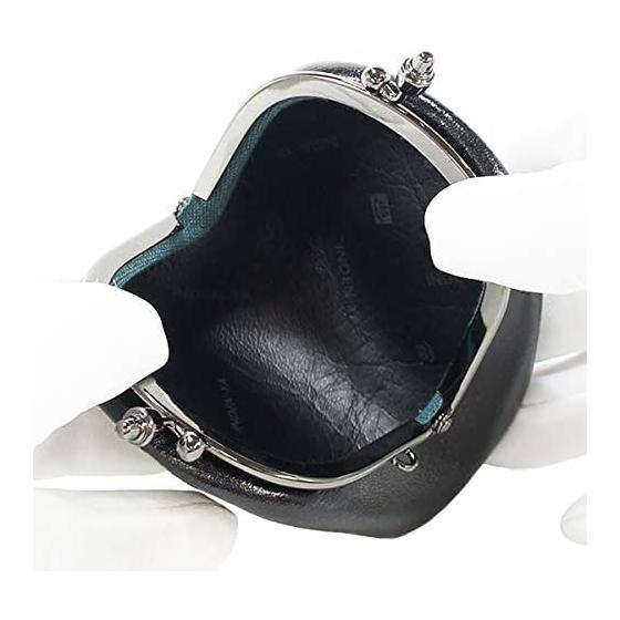Inden-ya Inden Coin Purse, 72H, Deer Leather, Black Base X Pink Lacquer, Forget-Me-Not Pattern, 1105-51-181, Lacquer Pattern On Natural Deer Leather,