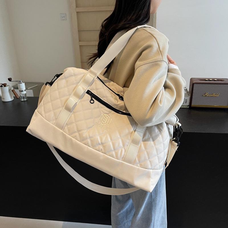 Rhombus boarding model, women's simple foreign gas dry and wet separation sports fitness bag, portable pull rod travel bag