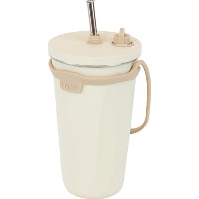 Wahei Freiz 570ml Slonovinový Tumbler se slámkou, 2-cestná izolace, Nerezová ocel, Vakuově izolovaný, Toto Tote Bag (RH-1760)