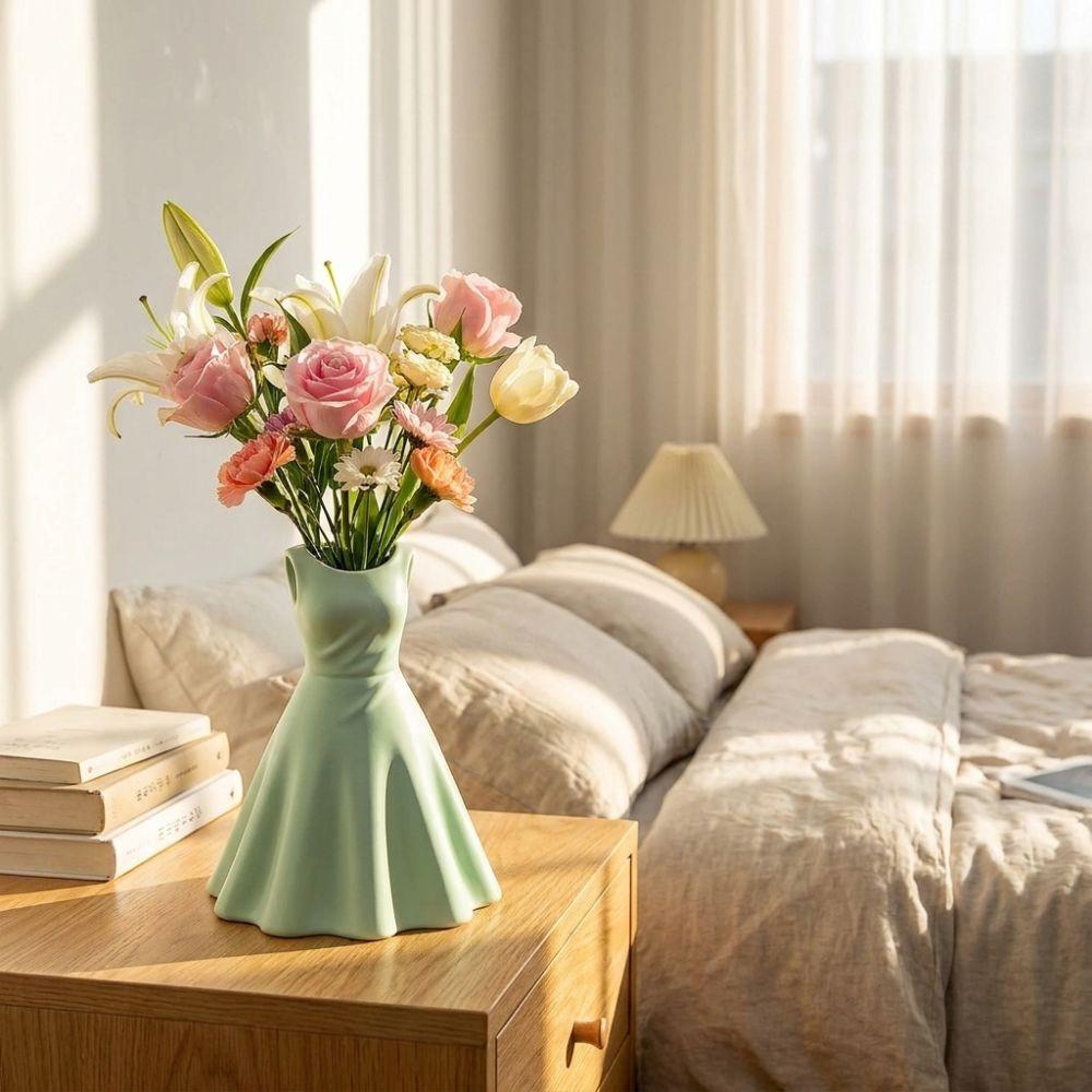 3D Printed Princess Dress shape Vase Romantic Desktop Ornament Flower Ware Coffee Table