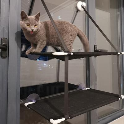 Katzenbett zum Aufhängen am Fenster, doppellagige Haustier-Hängematte, sonniger Fenstersitz, Kätzchennest, langlebiges Bett für Katzen mit 25 kg, Katzenzubehör