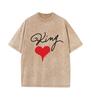 2025 Summer 100% Cotton Washed Old Craft Oversized T Shirt Big Size O-neck Oversized Men T Shirt King Letter Printing