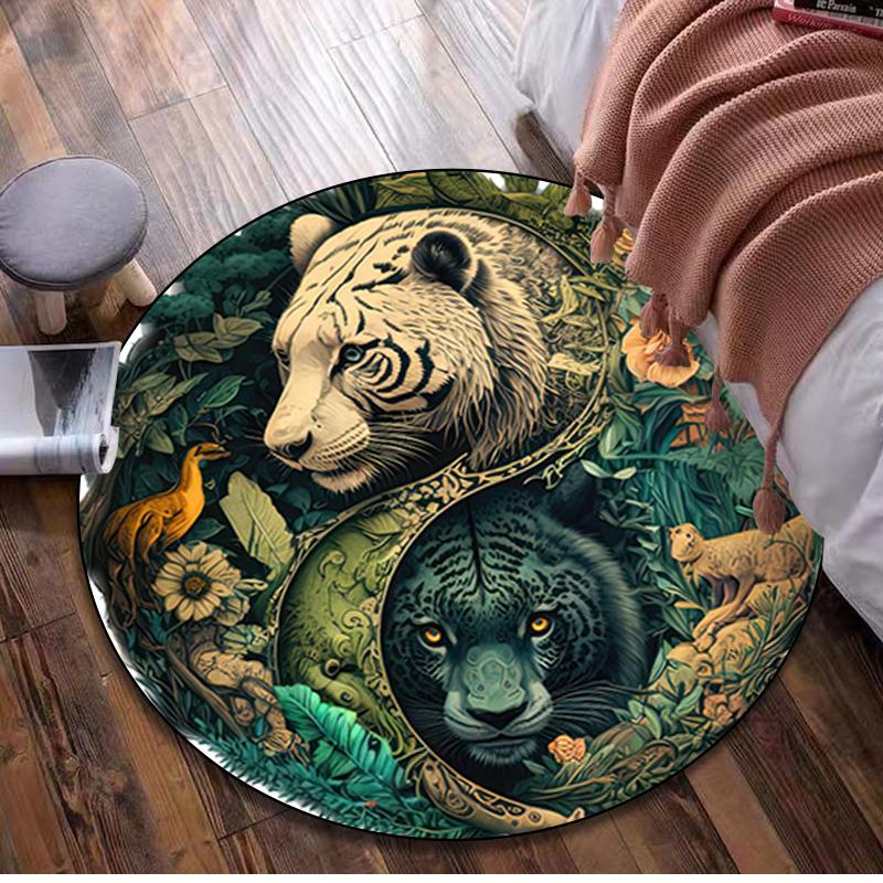 

1Pc Animal Circular Print Rug - home decoration Carpet For Living Room Bedroom Flooring Computer Chair Area Rug 80x80cm( 31x31in)