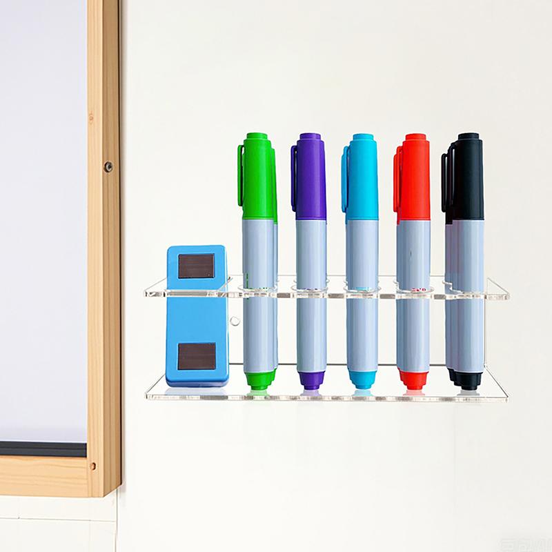 1Pc Acrylic Marker Pen Holder With 10 Slots - Wall-Mounted Dry Erase Storage Rack Classic Design Pen Holder Suitable For Office