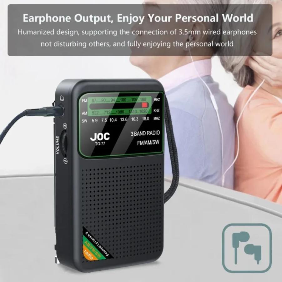 Portable AM/FM/SW Pocket Radio with Rechargeable Battery Wired Earphone Mini FM Receiver Radios