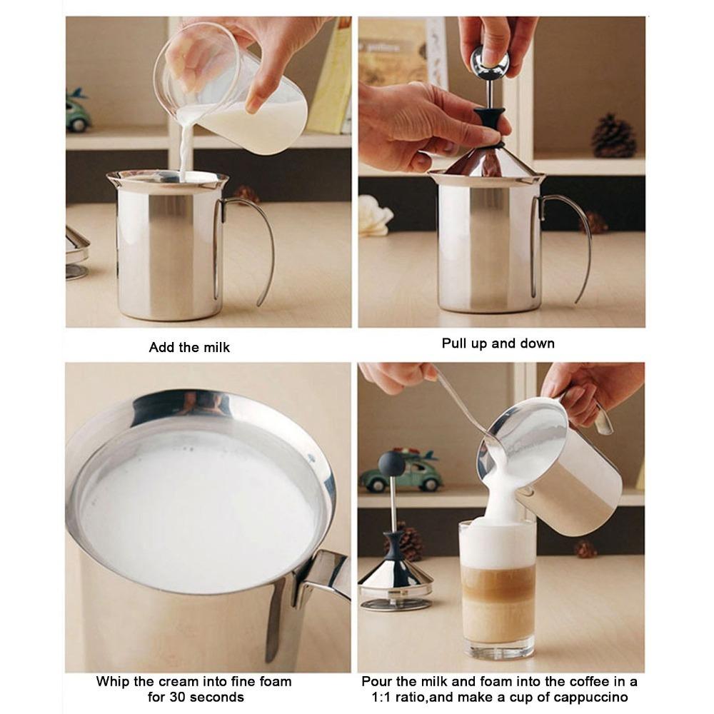Double Layer Design Manual Milk Frother Stainless Steel Milk Foam Making Tool  Coffee Making