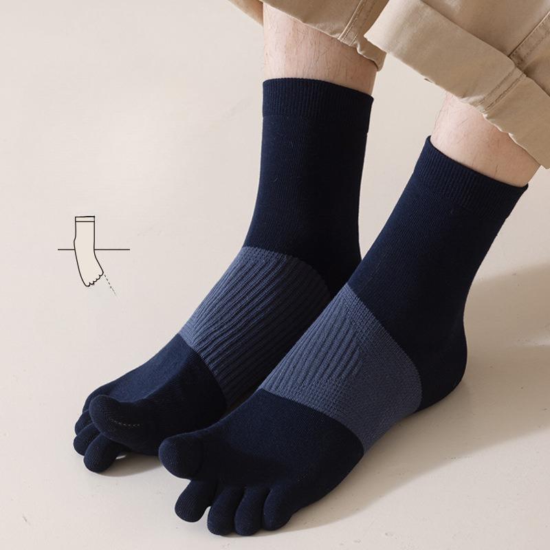 Men's Five-finger Socks, Boneless, Sewn, Color-matched, Antibacterial, Deodorizing, Anti-pilling, Cotton Breathable, Sweat-absorbing, Casual Men's