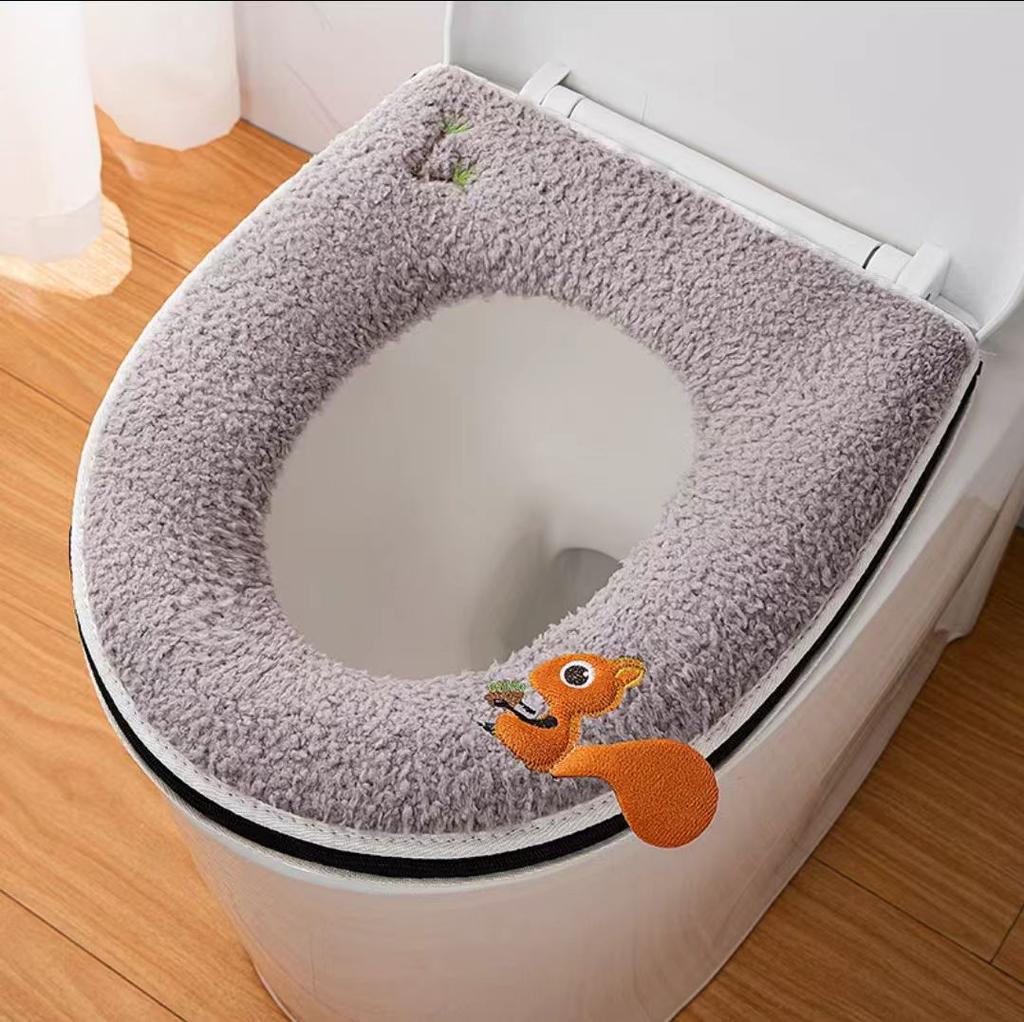 2-teiliges Set mit warmen Toilettensitzbezügen, einschließlich Toilettensitzbezug und Toilettendeckelbezug, warmes, weiches, waschbares Sitzkissen für Toilettensitze