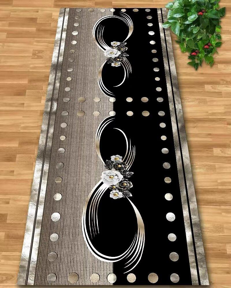 European Luxury Long Corridor Carpet Luxurious Golden Stair Carpet Runner Washable Non-slip Villa Hall Passageway Carpets Custom