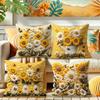 Floral Pillow Covers with Sunflowers, Daisies, Bees, and Butterflies Sofa Cushion Cover Home Room Decoration 2D Flat Printing