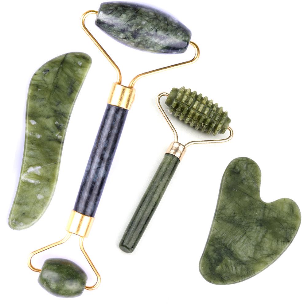Jade Gua Sha Facial & Body Roller Massager for Full Meridian Scraping Massage.