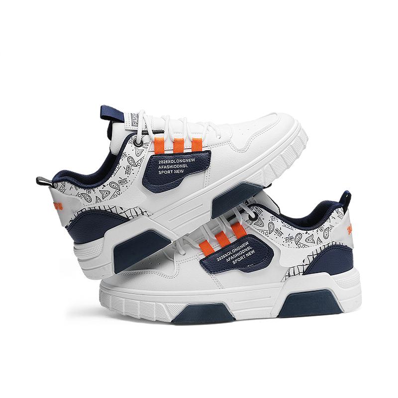 New Casual Sports Skate Shoes Trendy Men's Fashionable White Sneakers Comfortable Thick Bottomed All-Match Stylish Shoes