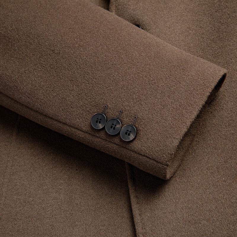 Men's Wool Blend Blazer Collar Overcoat with Detachable Down Liner