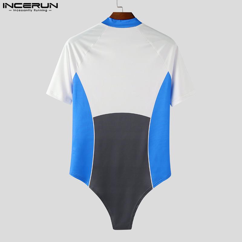 INCERUN Men's Sleeveless Letter Print Zip-up Fitted Jumpsuits Playsuits Underwear Pajamas