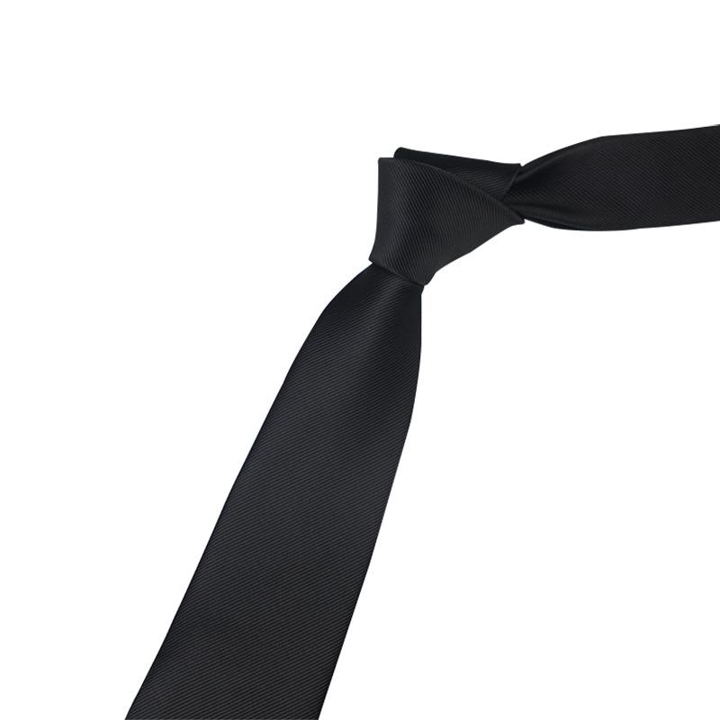 Black Ribbed 7CM Polyester Twill Men's Professional Tie