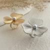 Fashion Style Inlaid Imitation Pearl Flower Ring Simple Liquid Metal Pleated Ring