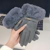 Winter Women Keep Warm Plus Velvet Touch Screen Thicken Plush Wrist Suede Gloves Fashion Personality Elegant Drive Cycling