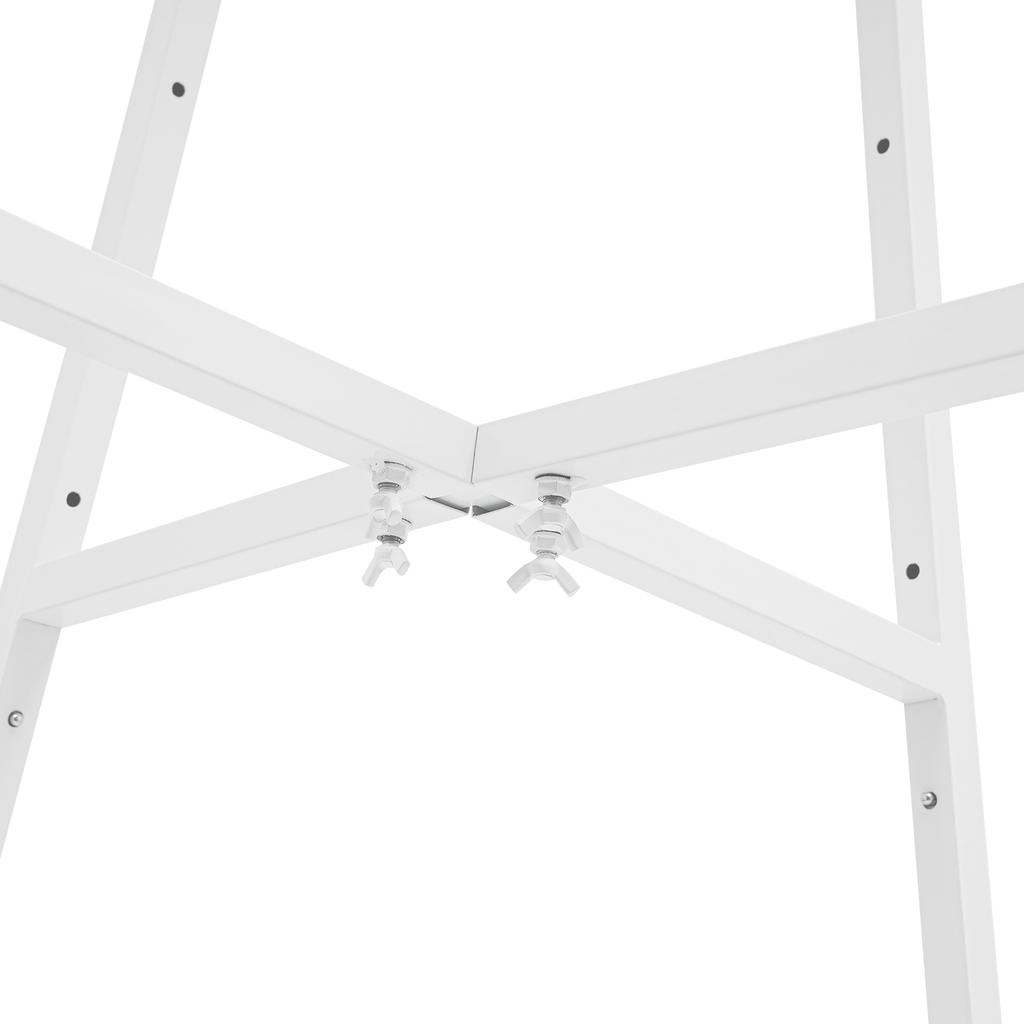 360-Degree Rotating Garment Rack, White Steel Round Display Rack for Clothing & Apparel, Adjustable Height 4 to 6 Feet for Store