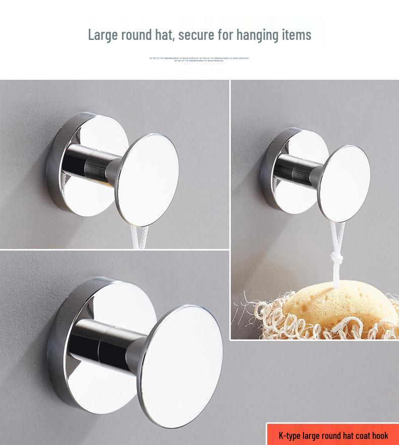 304 Stainless Steel Wall-Mounted Clothes Hook for Bathroom and Entrance - Single Hook for Coats, Hats, and Clothing