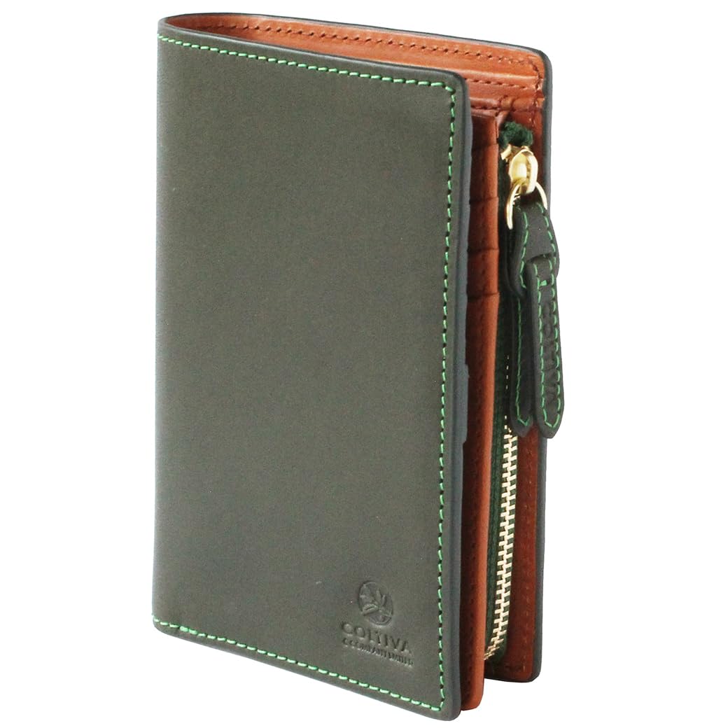 

CCOMPANY LIMITED Men s Cortiva 2 Medium Wallet with Coin Purse and Card Case, Full Vegetable Tanned Cowhide Leather (Green)