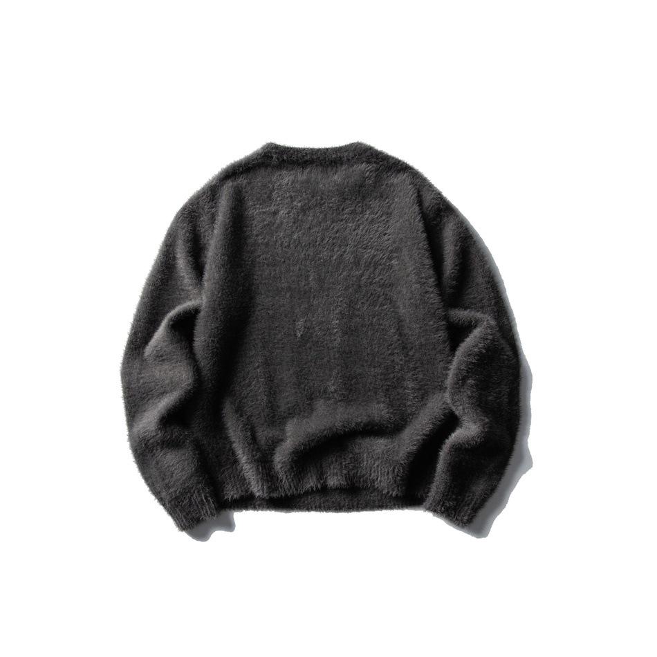 AIMATARGET Unisex Retro Zimní svetr z umělé norkové kožešiny, Pletený top s kulatým výstřihem