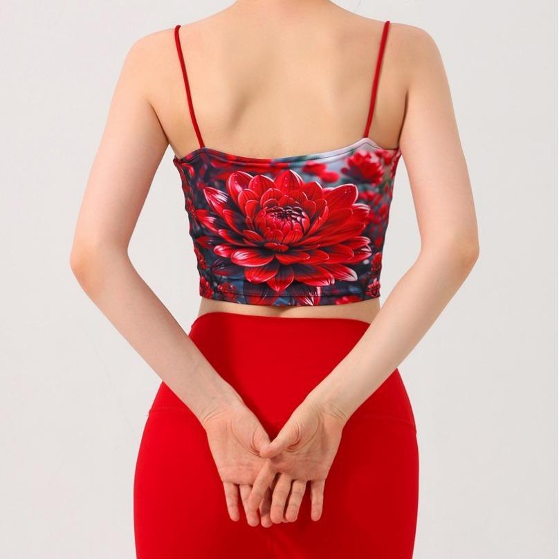 Women's Fashion Printed Yoga Vest with Padded Sports Bra - Shockproof, Quick-Drying, and Breathable Fitness Wear
