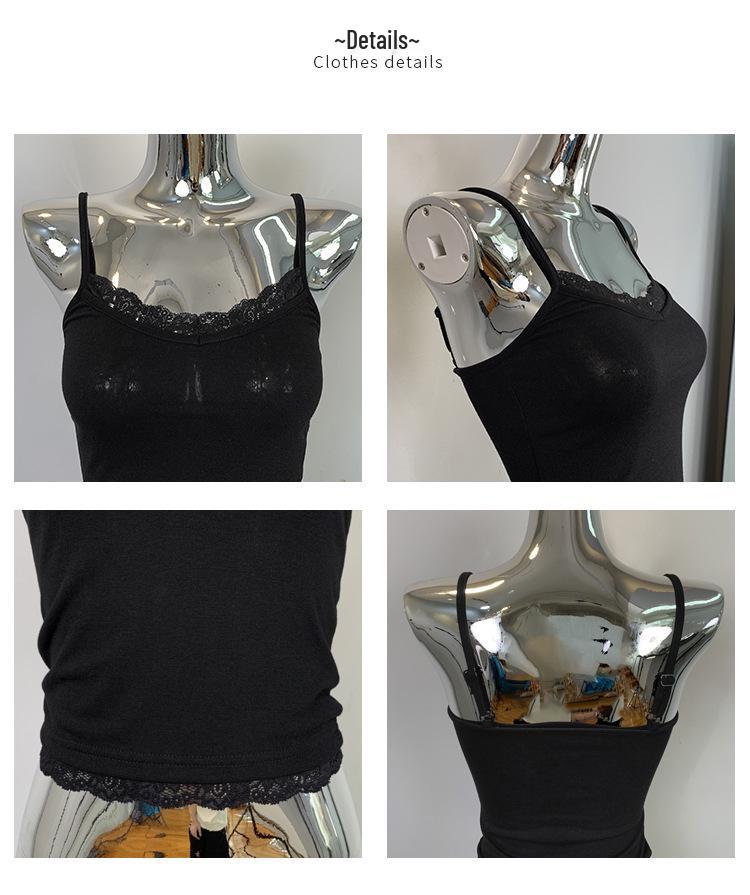 Korean Slimming Lace Trim Solid Color Camisole