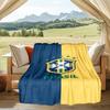 1PC Brazilian Football Crest Printed Soft Flannel Blanket Throw for Adult Bedroom Living Room Sofa Camping Travel Fan Gifts Christmas Gifts
