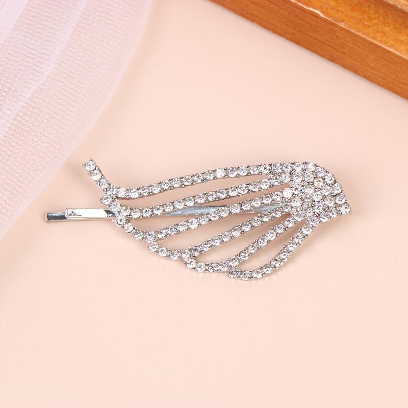 1/2Pcs Fashionable Shiny Angel Wings Hairpins Rhinestone Metal Hair Clips Women'S Hair Ornaments