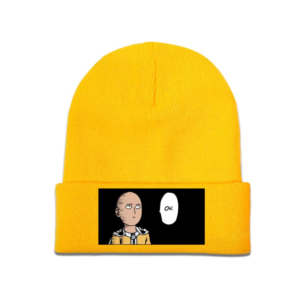 One Punch Man Manga Knitted Caps for Women Unisex Beanie Autumn Winter Hats Saitama Ok Anime Crochet Cap