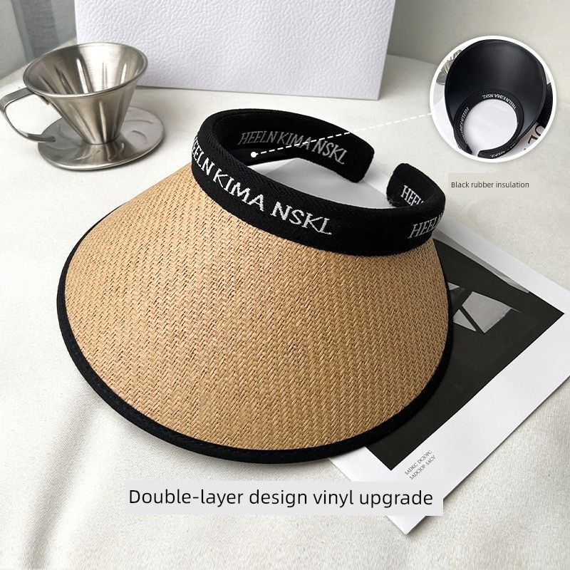 

Summer Sun Hat Women s Cycling Big Brim UV Protection Internet Celebrity Topless Hat Cover Face Fashion Breathable Sun Hat Khaki