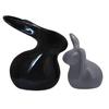 Home Décor Ceramic Rabbit Figurines (Set of 2, Black and Grey)