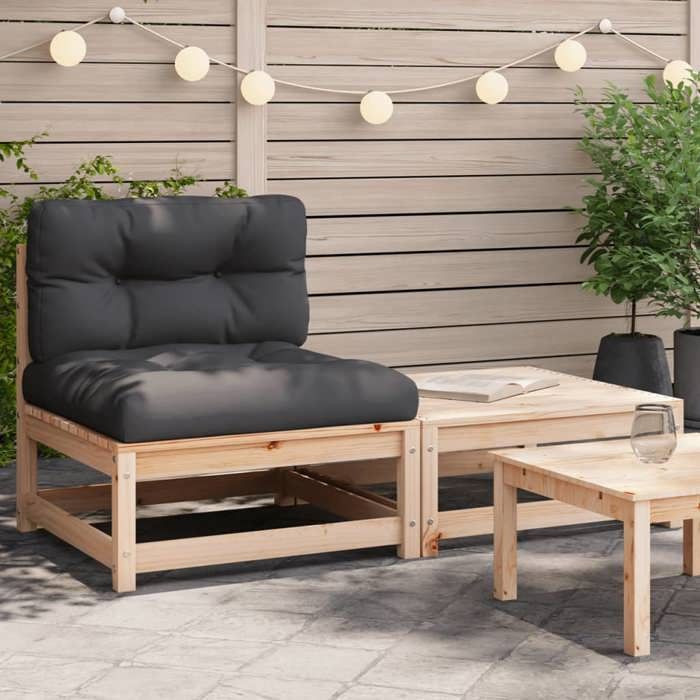 VidaXL Garden Sofa Without Armrests with Cushions and Footrest, Seat with Backrest, Patio Terrace Furniture 838133