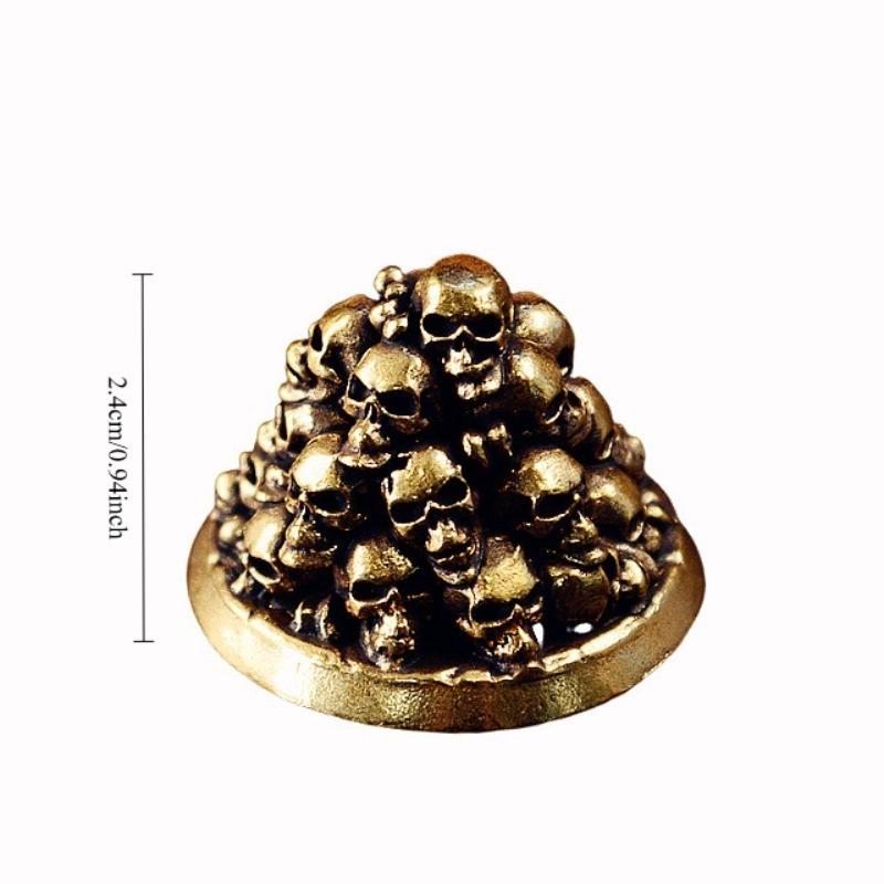Retro Brass Skull Heads Mountain Small Statue Tabletop Decoration Punk Figurines Home Crafts Decorations Office Desktop Ornament.
