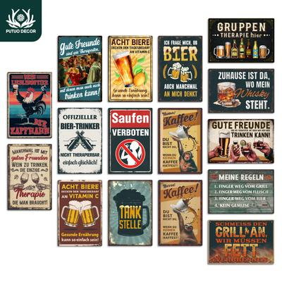 Putuo Decor 1pc German Vintage Metal Tin Sign, Wall Art Decor for Home Farmhouse Bar Pub Club, Gift for Friends, 7.9x11.8Inches
