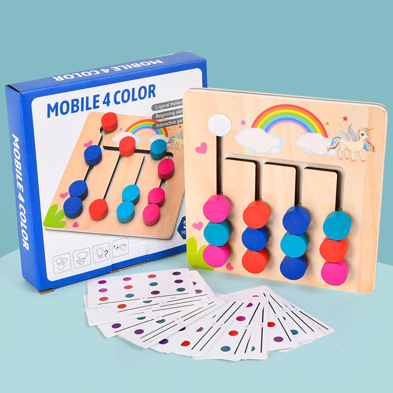 

Wooden children s four-color early education logical thinking enlightenment teaching aids intelligence eight-color game development educational toys