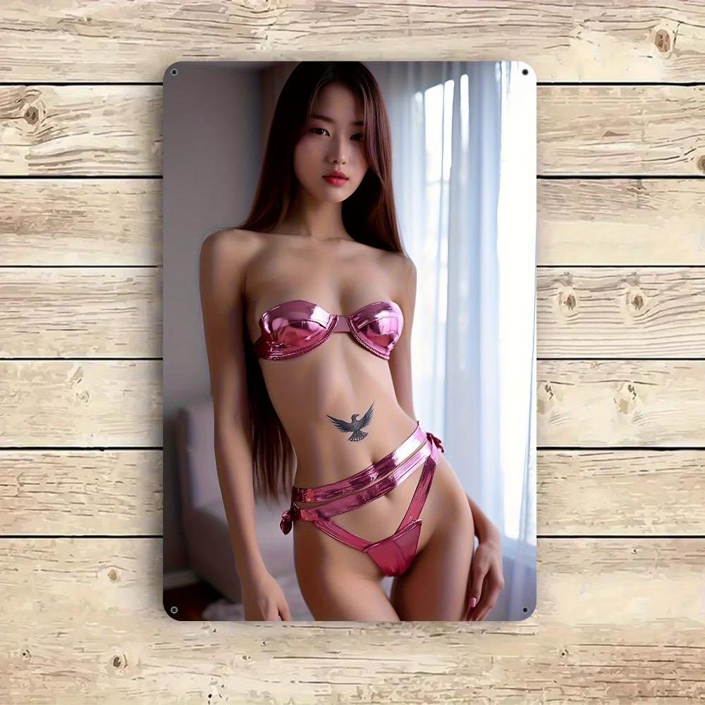 Vintage Surf Bikini Metal Tin Sign Beach Wall Decor Home Bar