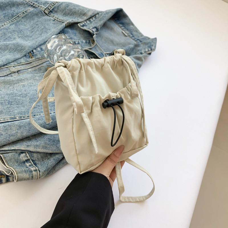 Trendy Korean Canvas Bucket Bag For Women Vintage Chic Summer Shoulder Bag