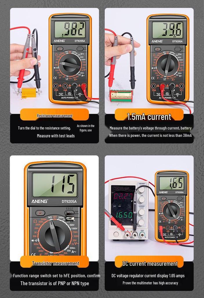 ANENG DT9205A High-Precision Digital Multimeter for Electricians