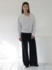 ECOMMAE Unbalanced V-Neck Sweat Shirt (Light Gray)