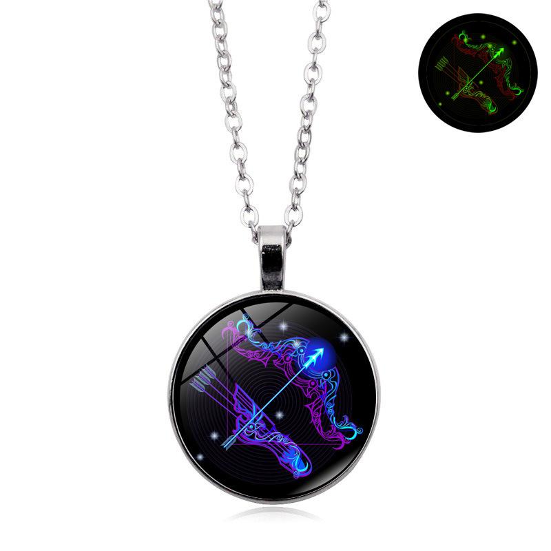Luminous Twelve Constellations Time Retro Jewelry Student Couple Birthday Gift Pendant Necklace