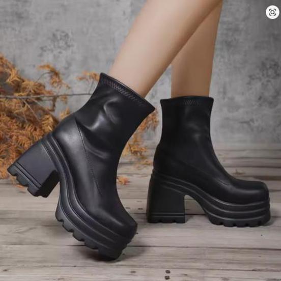 Dámská móda Krátké boty Dámské Sexy boty Čtvercová špička Ležérní Zip Vysoké podpatky Ležérní Silná podrážka Dámské boty Zapatos