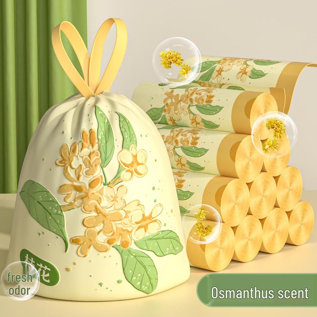 Mugwort Mosquito-Repellent Tear-Free Trash Bag with Drawstring – Extra Thick for Dormitory and Kitchen