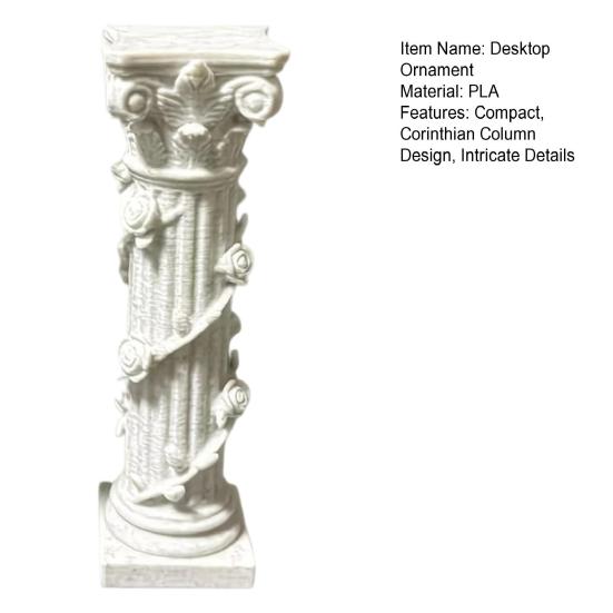 White Corinthian Column Ornament, 3D Printed Flower Vine Column Statue, Roman Column Desktop Ornament for Home Desk Shelf Decor