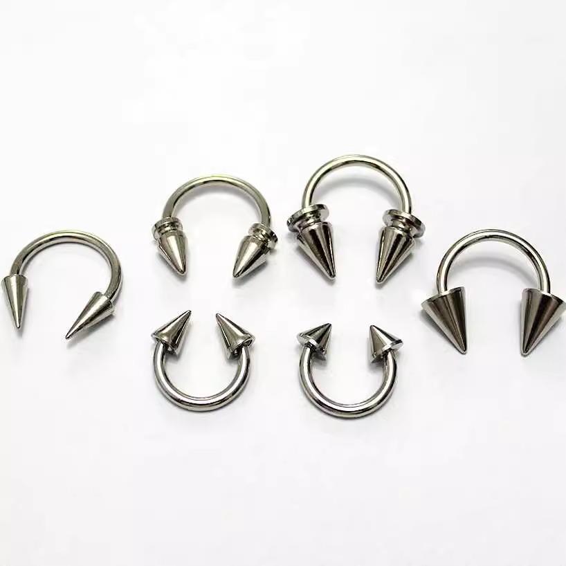 DIY Silver Gothic Double-Headed Screw Rivet Leg Ring C-Ring Collar Body Chain Alloy Accessories